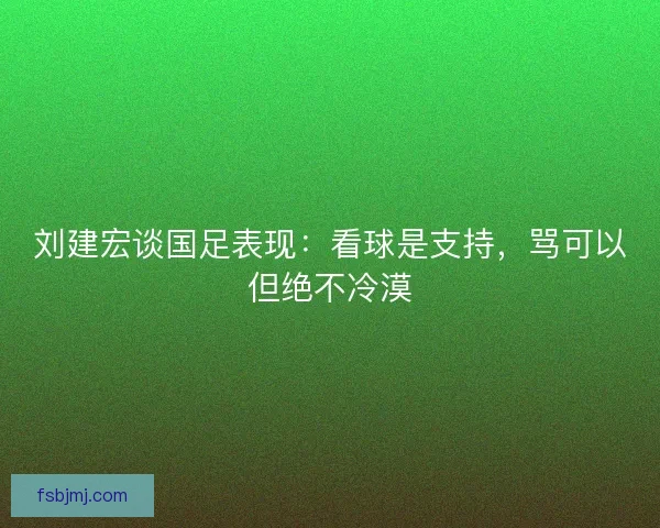 刘建宏谈国足表现：看球是支持，骂可以但绝不冷漠